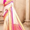 साड़ी का फोटो White Pink Colour Saree - Designer Sarees Rs 500 to 1000