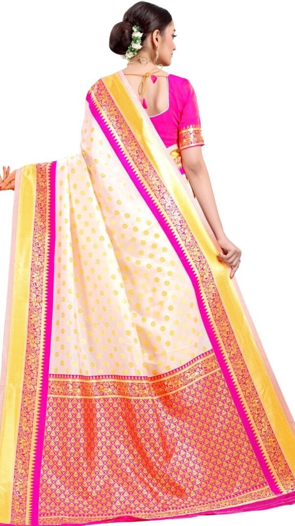 साड़ी का फोटो White Pink Colour Saree - Designer Sarees Rs 500 to 1000