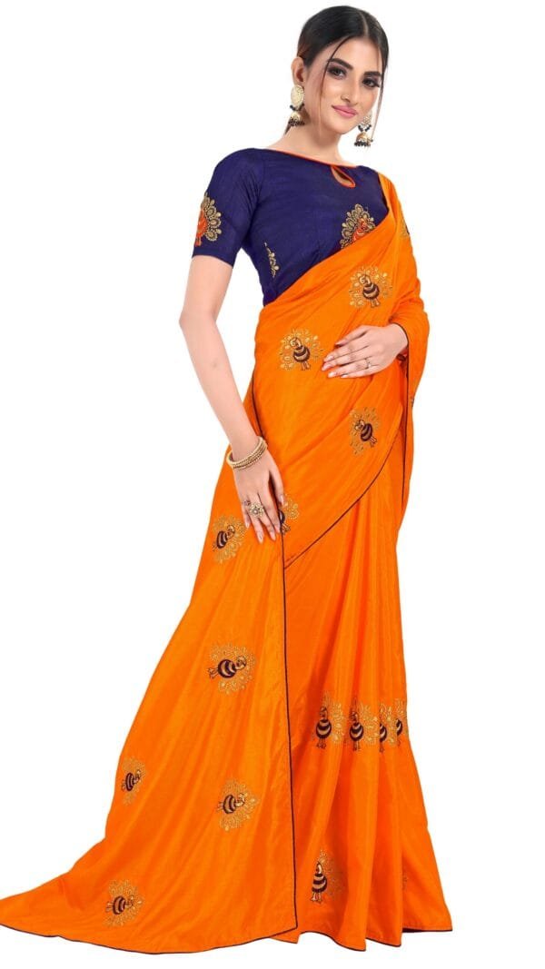 साड़ी की फोटो Orange Colour Saree - Designer Sarees Rs 500 to 1000