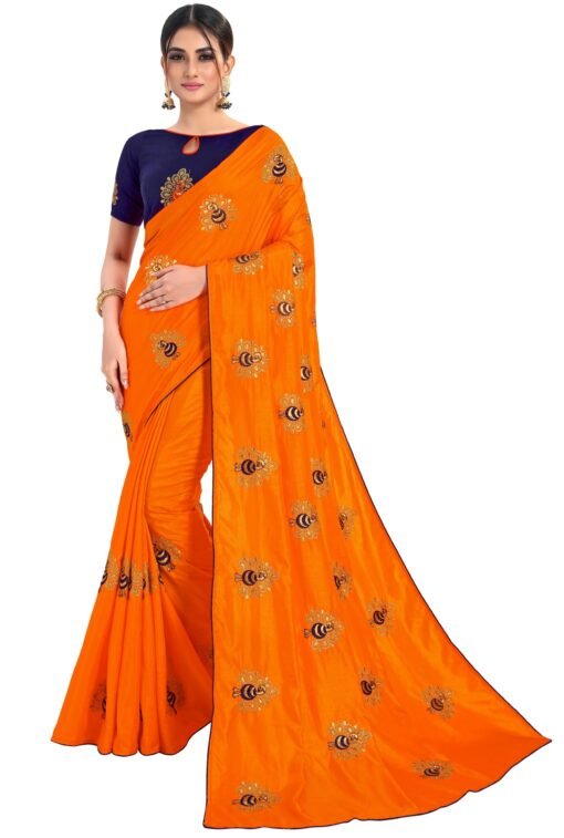 साड़ी की फोटो Orange Colour Saree - Designer Sarees Rs 500 to 1000
