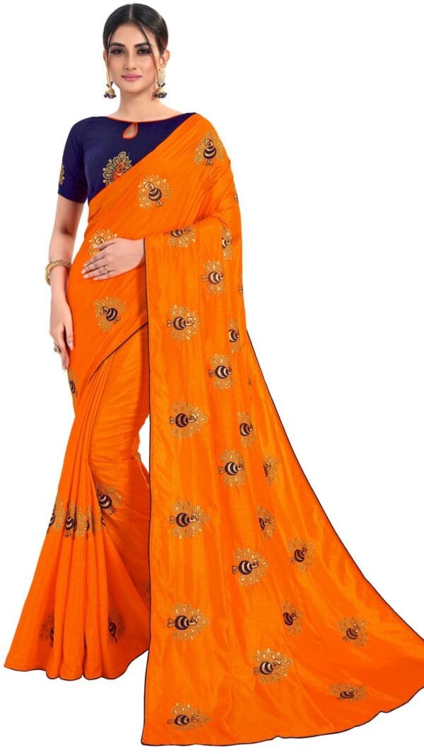 साड़ी की फोटो Orange Colour Saree - Designer Sarees Rs 500 to 1000