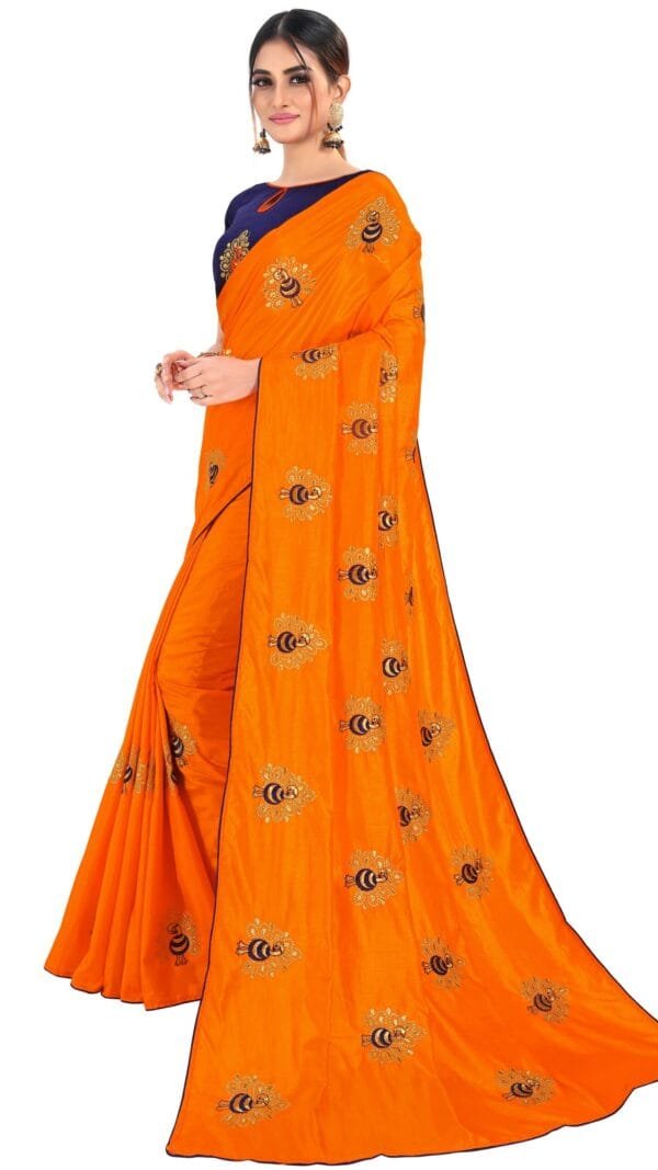 साड़ी की फोटो Orange Colour Saree - Designer Sarees Rs 500 to 1000