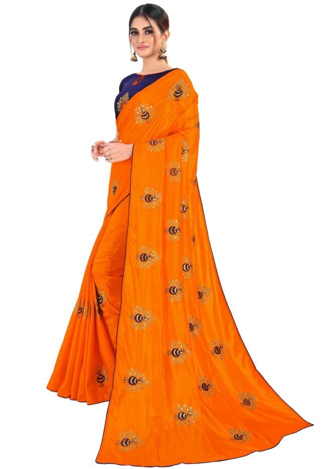 साड़ी की फोटो Orange Colour Saree - Designer Sarees Rs 500 to 1000