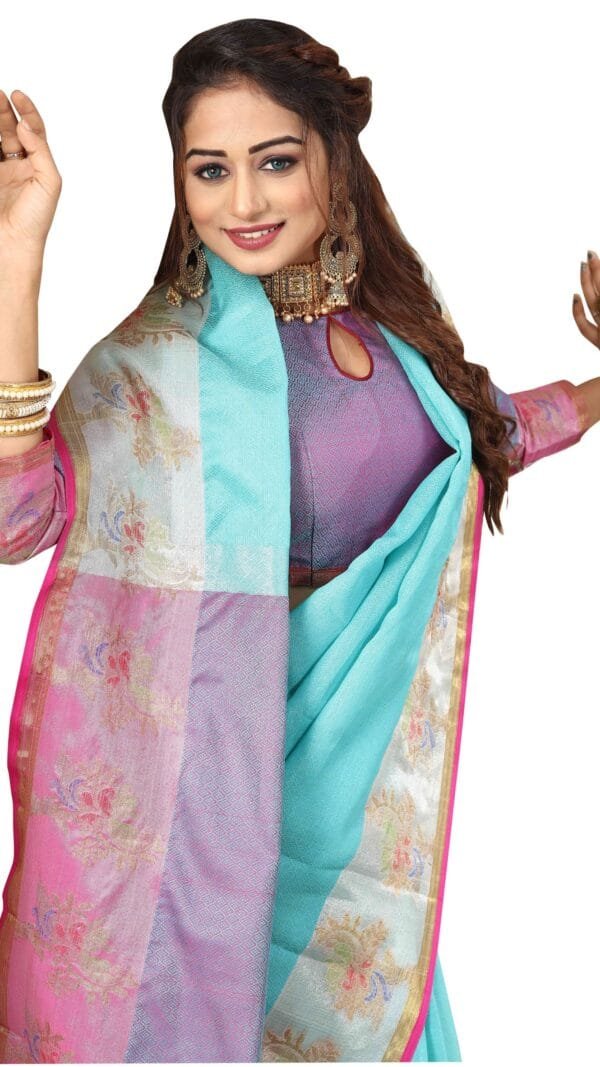 साड़ी डिजाइन फोटो Sky Blue Colour Saree - Designer Sarees Rs 500 to 1000