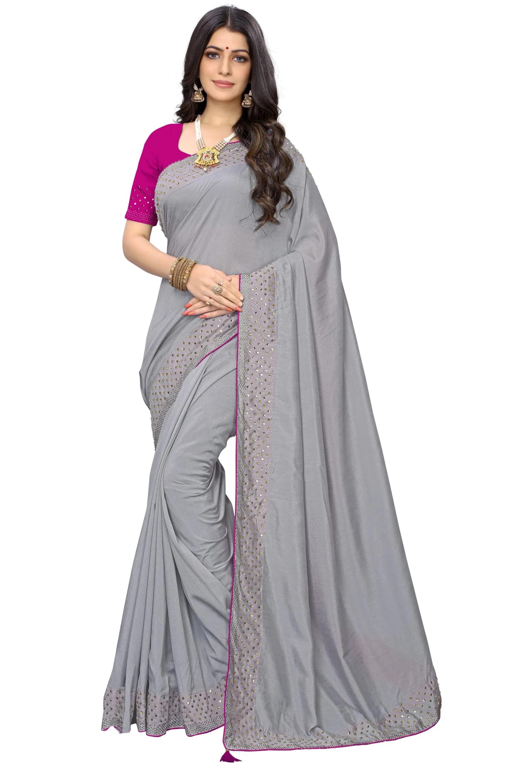 साड़ी फोटो Gray Colour Saree - Designer Sarees Rs 500 to 1000