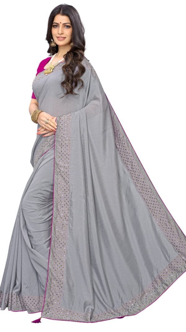 साड़ी फोटो Gray Colour Saree - Designer Sarees Rs 500 to 1000