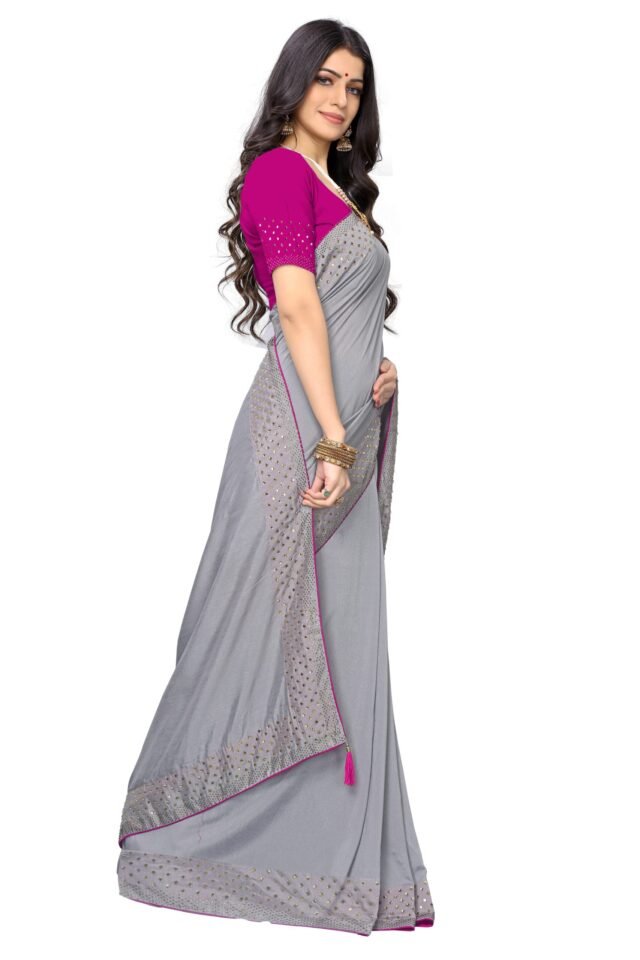 साड़ी फोटो Gray Colour Saree - Designer Sarees Rs 500 to 1000