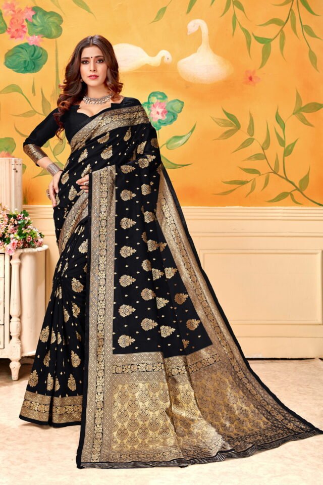 साड़ी सेल Black Colour Saree - Designer Sarees Rs 500 to 1000