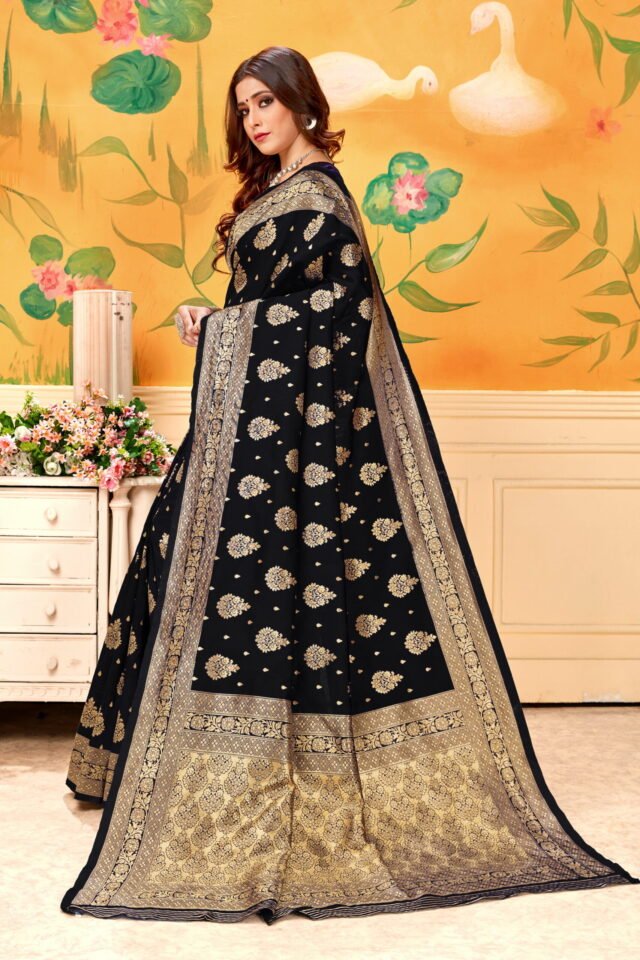 साड़ी सेल Black Colour Saree - Designer Sarees Rs 500 to 1000