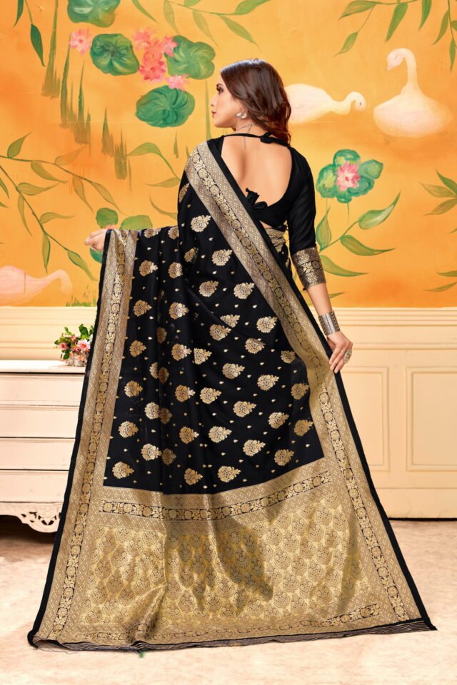 साड़ी सेल Black Colour Saree - Designer Sarees Rs 500 to 1000