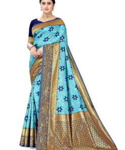 Sarees Online Shopping Wholesale Blue Colour Saree - Designer Sarees Rs 500 to 1000