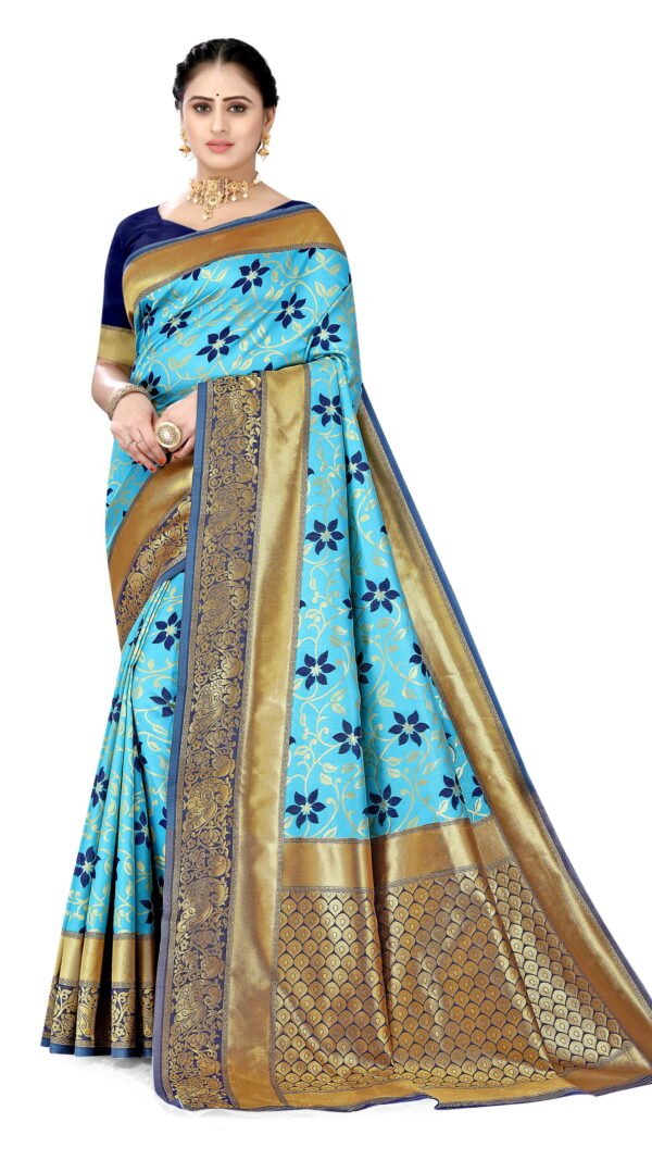 Sarees Online Shopping Wholesale Blue Colour Saree - Designer Sarees Rs 500 to 1000