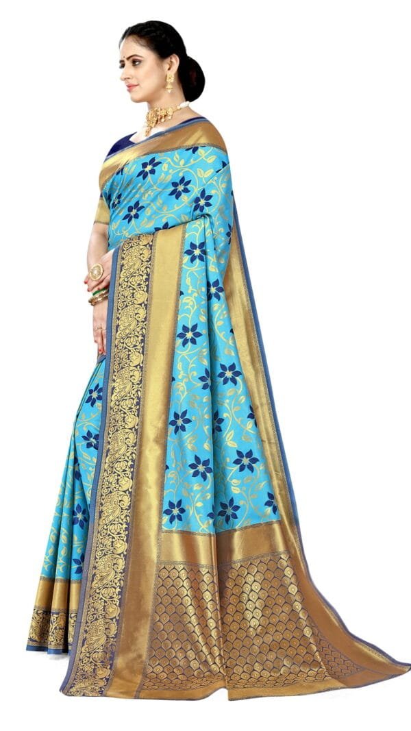 Sarees Online Shopping Wholesale Blue Colour Saree - Designer Sarees Rs 500 to 1000