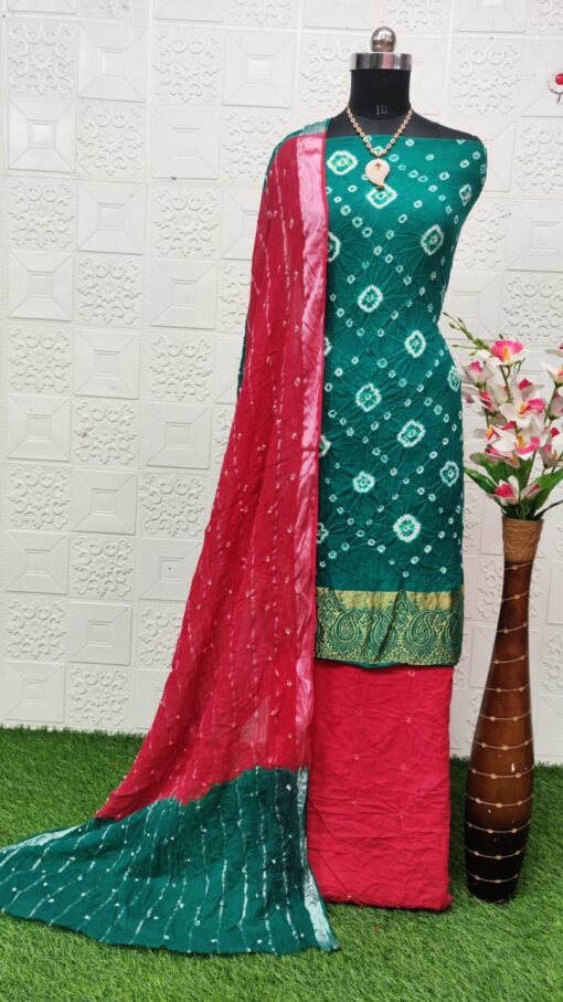 Bandhani Dress Material In Cotton - Bandhani Dress Material