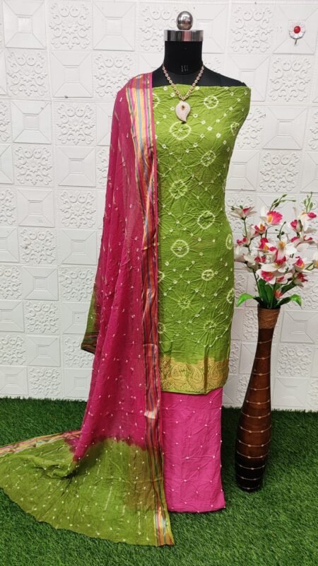 Plain Cotton dress material bandhni mirror work at Rs 1500/piece in Surat