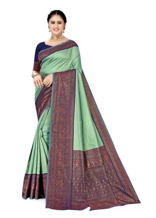 Best Saree Online Shopping App Blue Brown Colour Saree - Designer Sarees Rs 500 to 1000