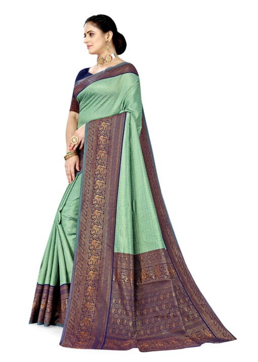 Best Saree Online Shopping App Blue Brown Colour Saree - Designer Sarees Rs 500 to 1000