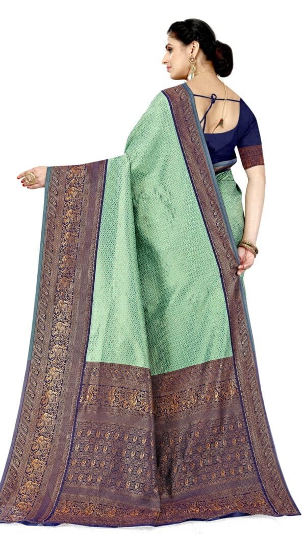 Best Saree Online Shopping App Blue Brown Colour Saree - Designer Sarees Rs 500 to 1000