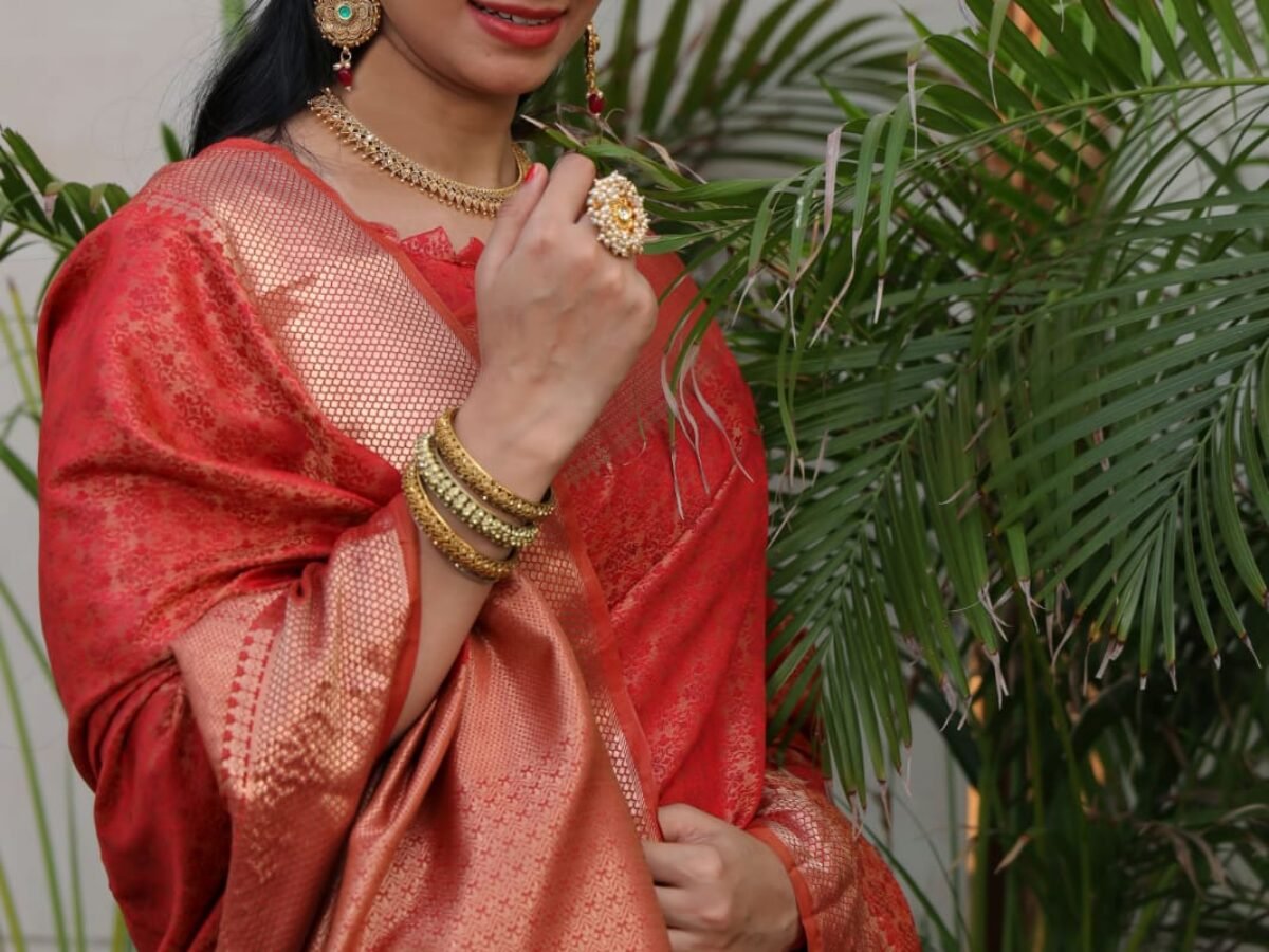 Zari Woven Ceremonial Satin Silk Designer Onion Pink Saree