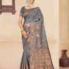 Buy Online Saree - Saree Online Chiffon - Gray Colour Designer Sarees Rs 500 to 1000