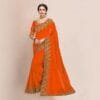 Buy Online Saree - Saree Online - Orange Colour Designer Sarees Rs 500 to 1000 -
