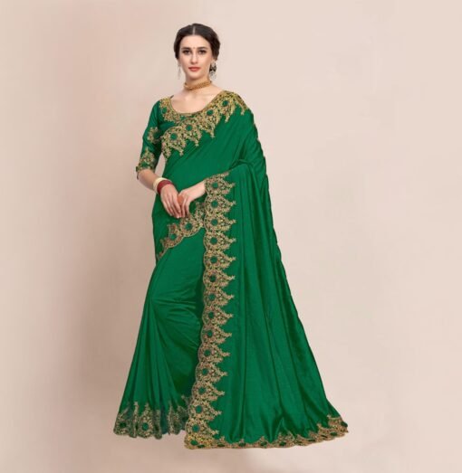 Buy Online Saree - न्यू साड़ी - Green Colour Designer Sarees Rs 500 to 1000 -