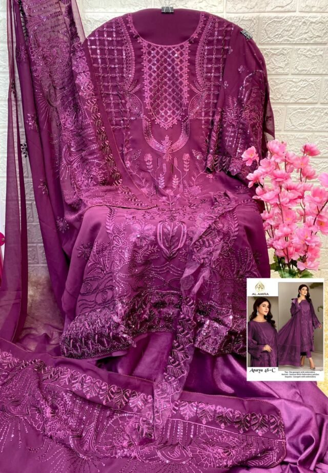 Design For Pakistani Suits - Purple Colour Pakistani Suits