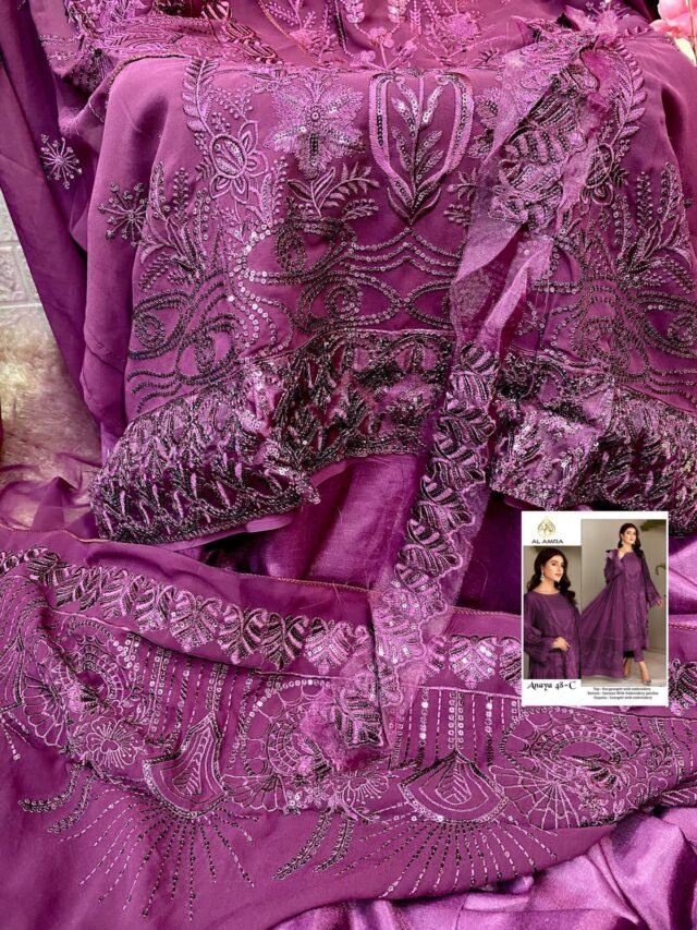 Design For Pakistani Suits - Purple Colour Pakistani Suits