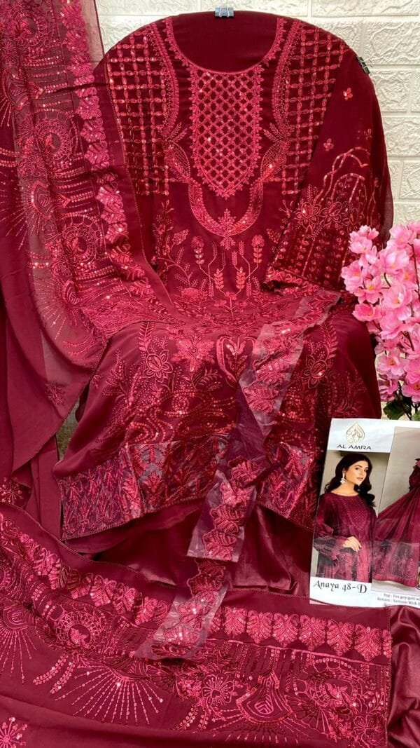 Design Of Pakistani Suits - Maroon Colour Pakistani Suits