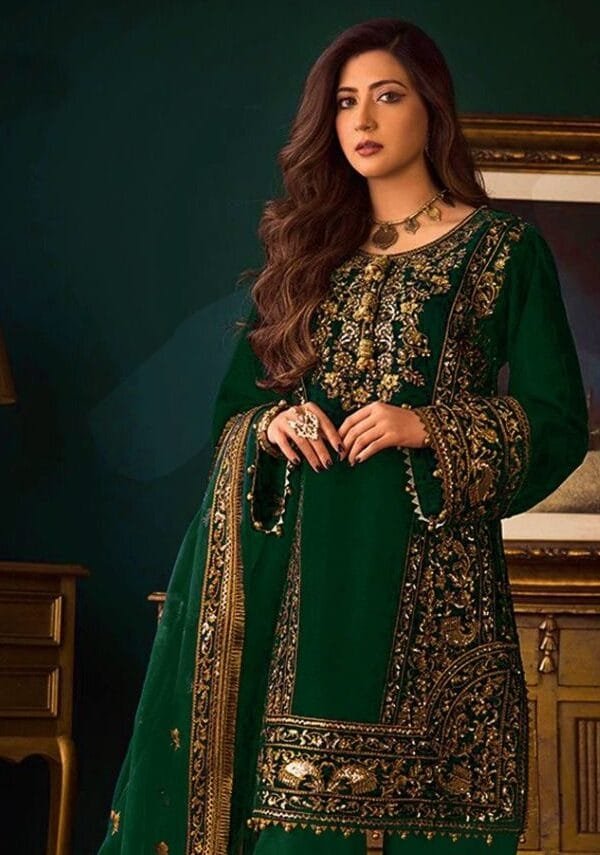 Designer Pakistani Dress - Green Colour Pakistani Suits