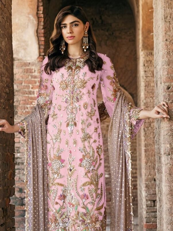 Designer Pakistani Suits - Pink Colour Pakistani Suits - SareesWala.com