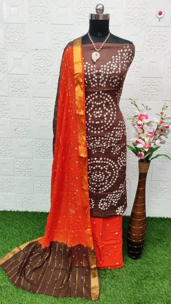 Latest Pure Satin Cotton Bandhani Dress Material - Bandhani Dress Material