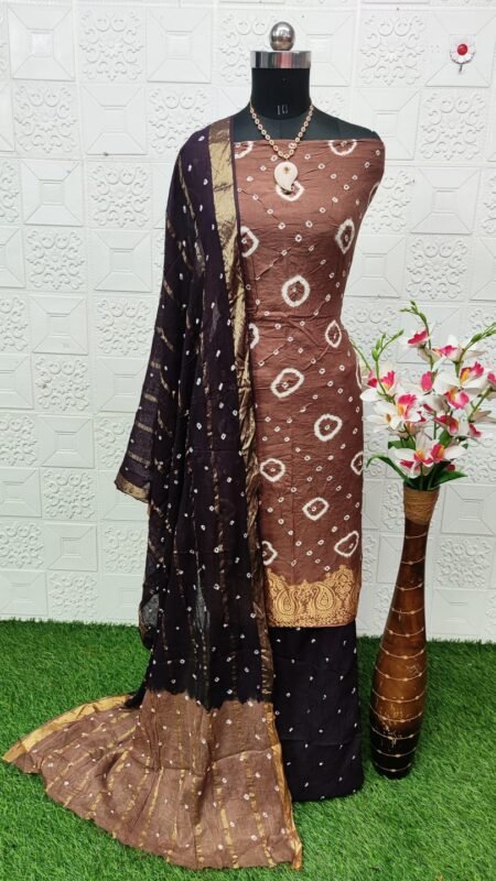 Rani And Sea Green Color Bandhani Dress Material In Silk Fabric – Sankalp  The Bandhej Shoppe