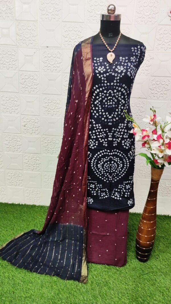 New Pure Satin Cotton Bandhani Dress Material - Bandhani Dress Material