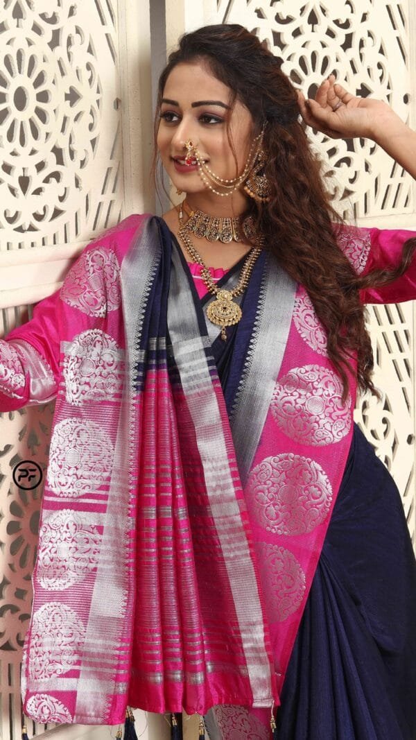 Online Saree Shopping From Kolkata Nevy Blue Colour Saree - Designer Sarees Rs 500 to 1000