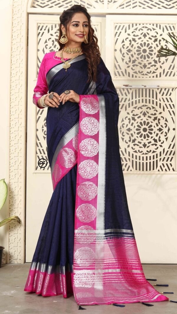 Online Saree Shopping From Kolkata Nevy Blue Colour Saree - Designer Sarees Rs 500 to 1000