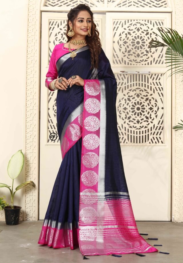 Online Saree Shopping From Kolkata Nevy Blue Colour Saree - Designer Sarees Rs 500 to 1000