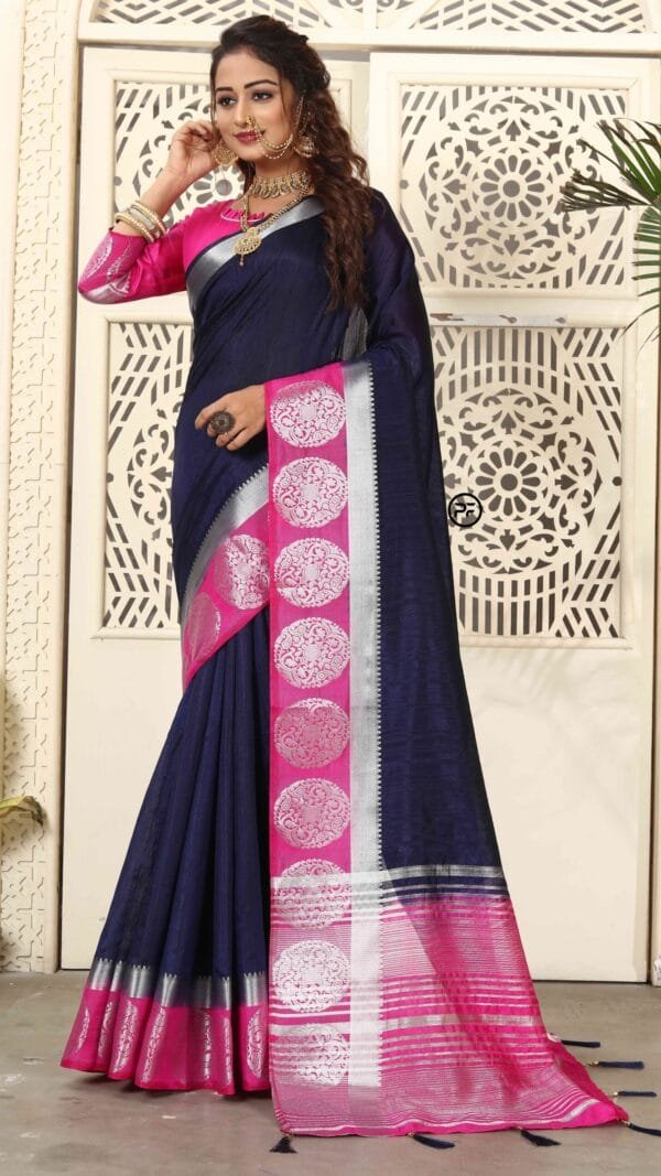 Online Saree Shopping From Kolkata Nevy Blue Colour Saree - Designer Sarees Rs 500 to 1000