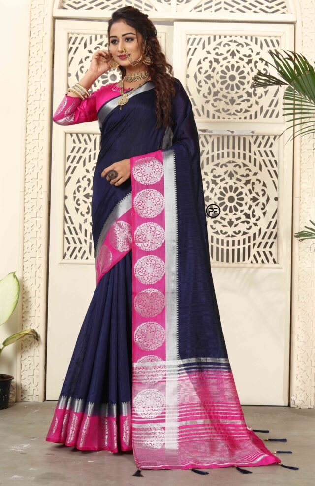 Online Saree Shopping From Kolkata Nevy Blue Colour Saree - Designer Sarees Rs 500 to 1000