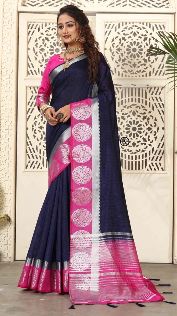 Online Saree Shopping From Kolkata Nevy Blue Colour Saree - Designer Sarees Rs 500 to 1000