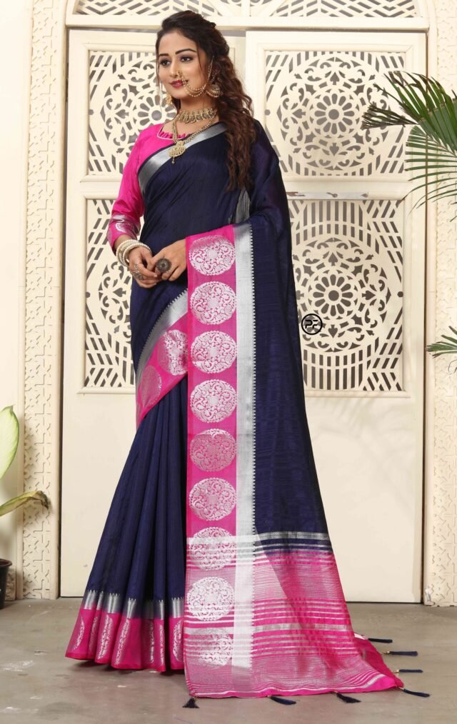 Online Saree Shopping From Kolkata Nevy Blue Colour Saree - Designer Sarees Rs 500 to 1000