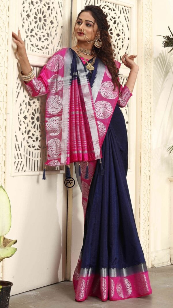 Online Saree Shopping From Kolkata Nevy Blue Colour Saree - Designer Sarees Rs 500 to 1000