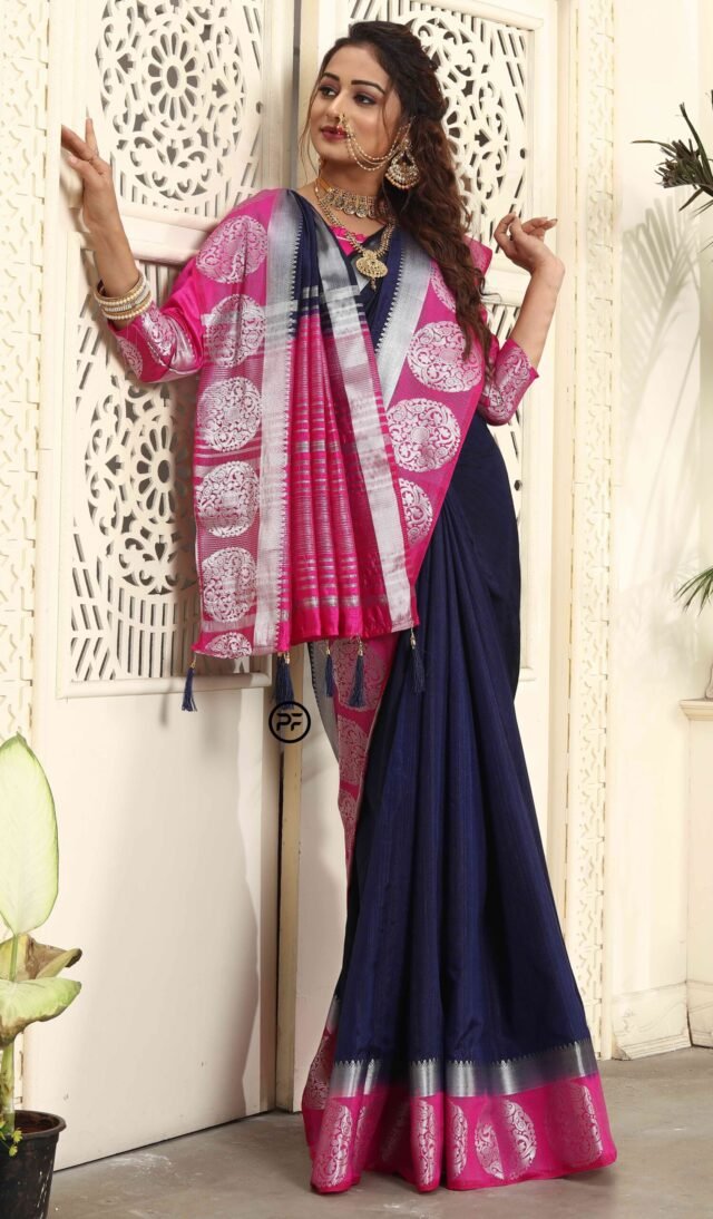 Online Saree Shopping From Kolkata Nevy Blue Colour Saree - Designer Sarees Rs 500 to 1000