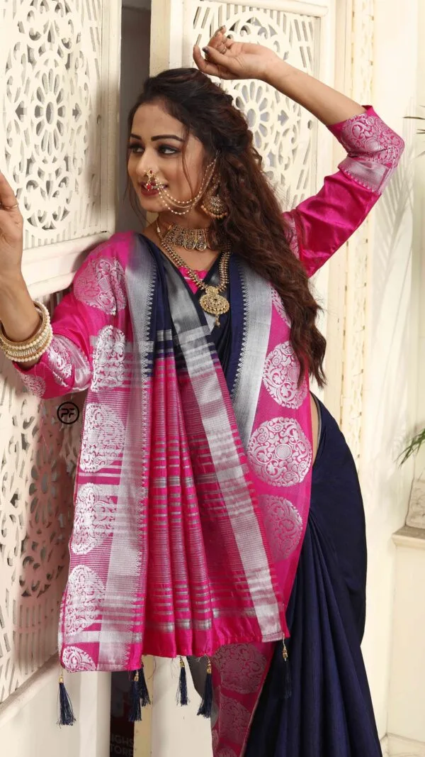 Online Saree Shopping From Kolkata Nevy Blue Colour Saree - Designer Sarees Rs 500 to 1000