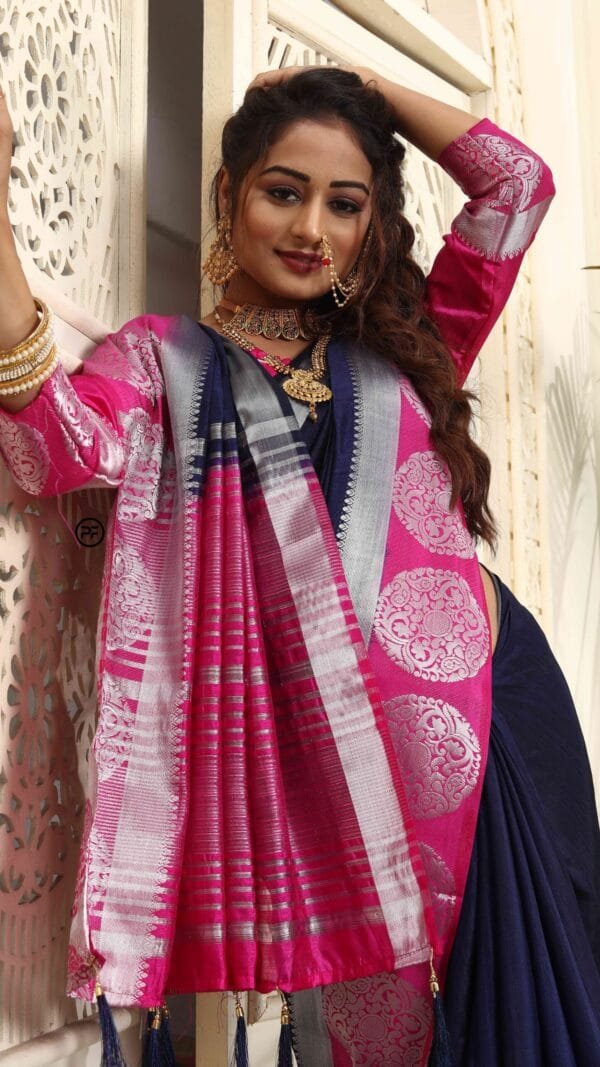 Online Saree Shopping From Kolkata Nevy Blue Colour Saree - Designer Sarees Rs 500 to 1000