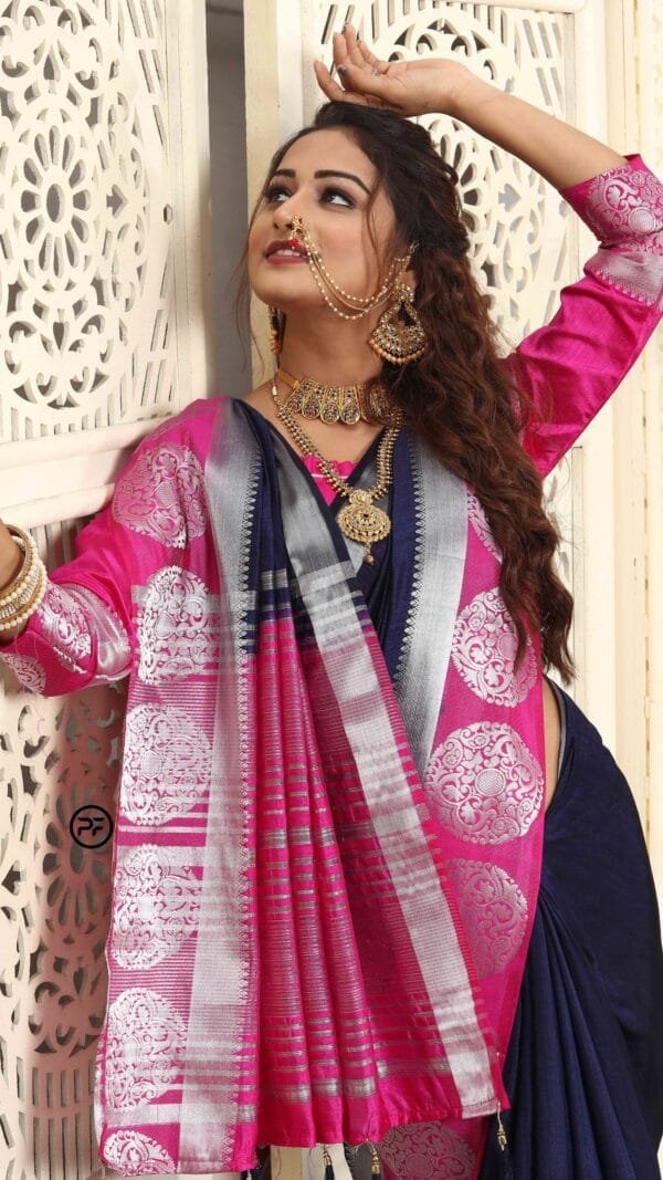 Online Saree Shopping From Kolkata Nevy Blue Colour Saree - Designer Sarees Rs 500 to 1000