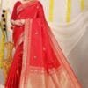 Online Saree Shopping Mumbai - Red Colour Designer Sarees Rs 500 to 1000