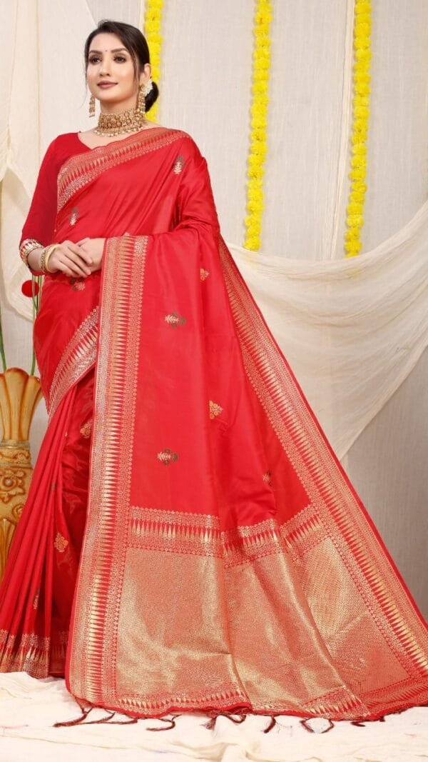 Online Saree Shopping Mumbai - Red Colour Designer Sarees Rs 500 to 1000