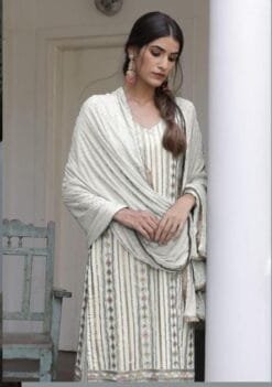 Online Shopping Pakistani Dress - White Colour Pakistani Suits