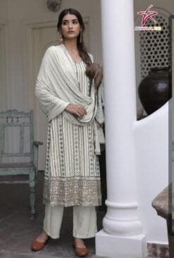Online Shopping Pakistani Dress - White Colour Pakistani Suits